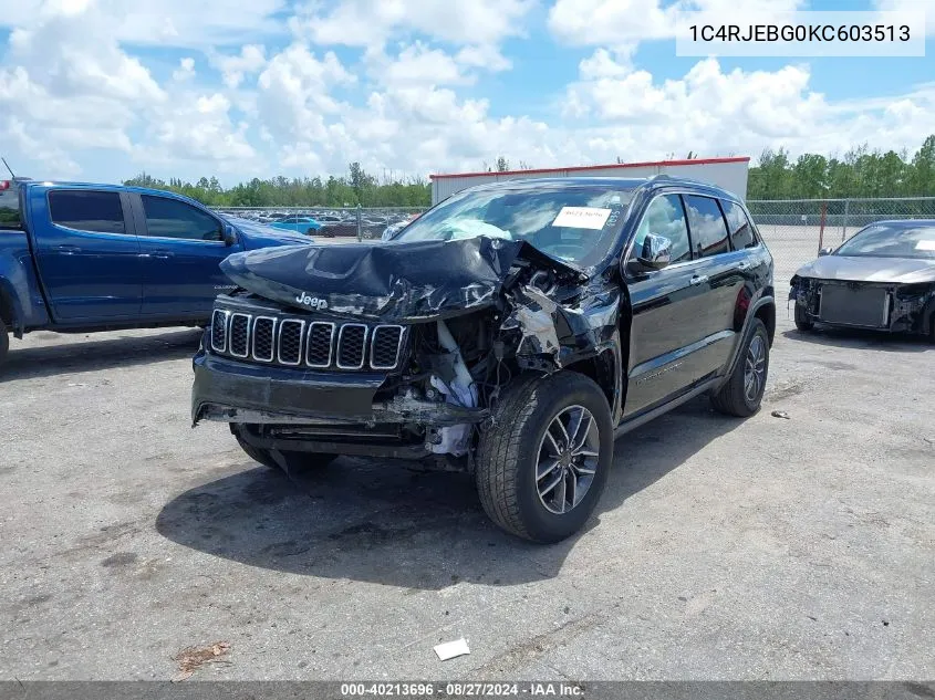 2019 Jeep Grand Cherokee Limited 4X2 VIN: 1C4RJEBG0KC603513 Lot: 40213696