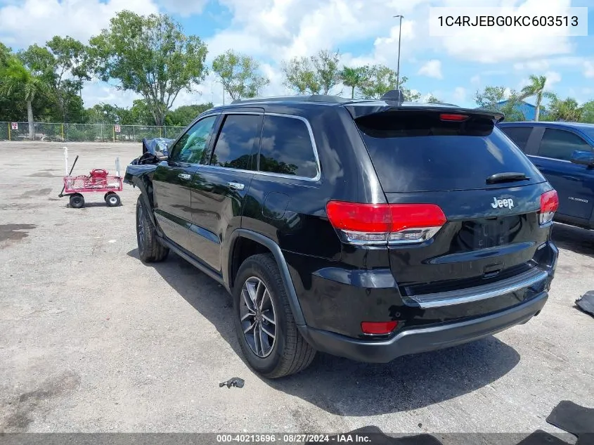 2019 Jeep Grand Cherokee Limited 4X2 VIN: 1C4RJEBG0KC603513 Lot: 40213696