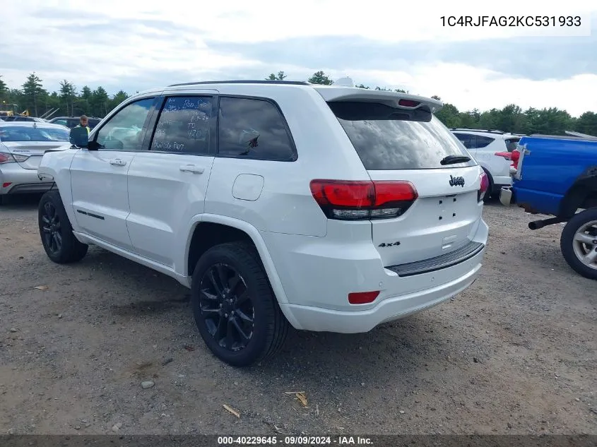 2019 Jeep Grand Cherokee Altitude 4X4 VIN: 1C4RJFAG2KC531933 Lot: 40229645