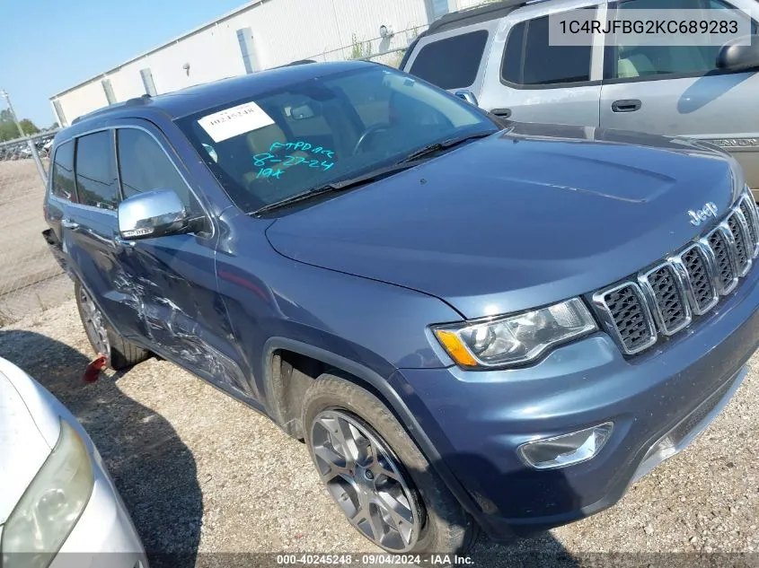 2019 Jeep Grand Cherokee Limited VIN: 1C4RJFBG2KC689283 Lot: 40245248