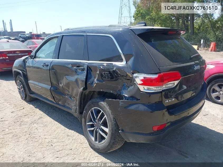 2019 Jeep Grand Cherokee Laredo VIN: 1C4RJFAGXKC761610 Lot: 40251273