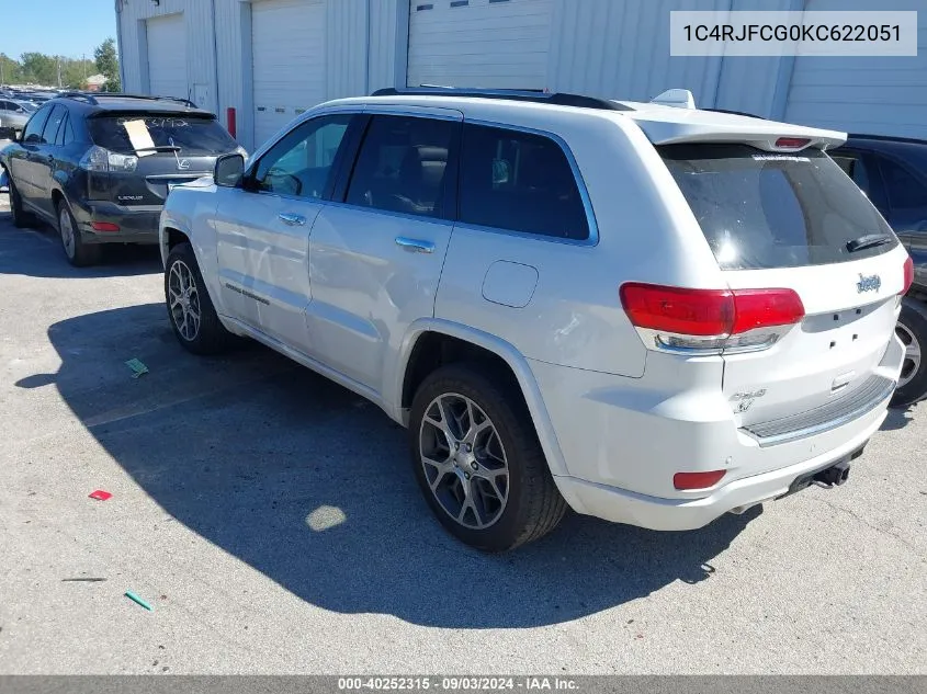 2019 Jeep Grand Cherokee Overland 4X4 VIN: 1C4RJFCG0KC622051 Lot: 40252315