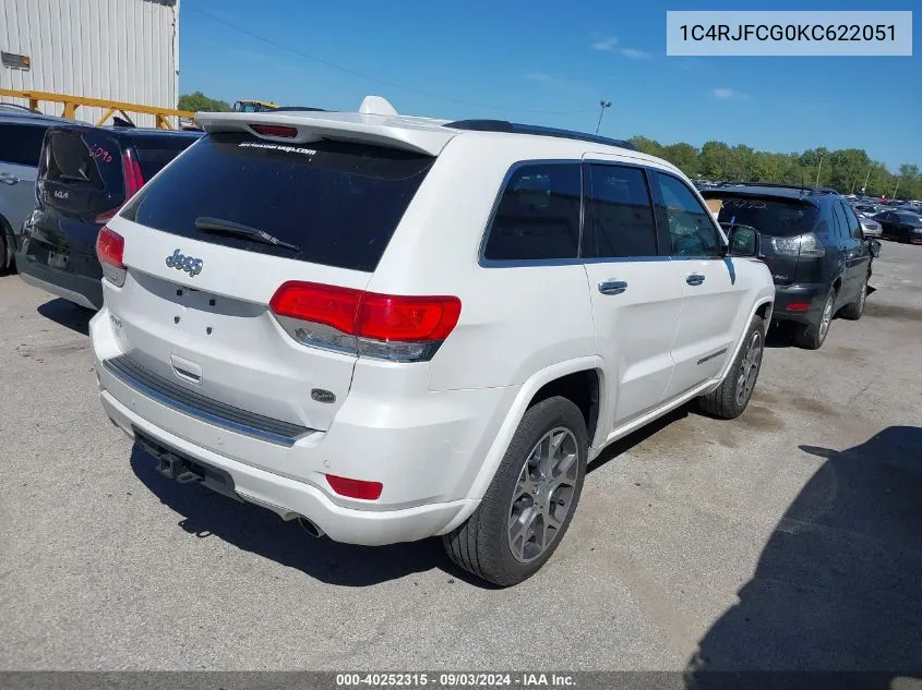 2019 Jeep Grand Cherokee Overland 4X4 VIN: 1C4RJFCG0KC622051 Lot: 40252315