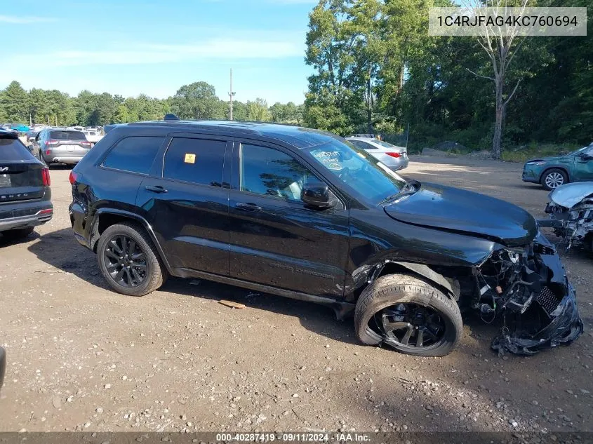 2019 Jeep Grand Cherokee Altitude 4X4 VIN: 1C4RJFAG4KC760694 Lot: 40287419