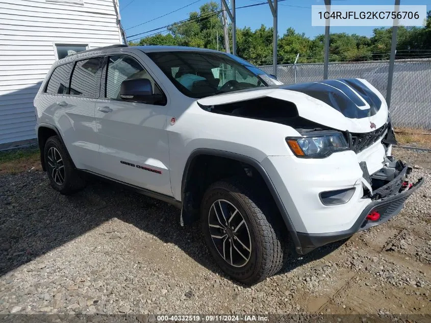 2019 Jeep Grand Cherokee Trailhawk 4X4 VIN: 1C4RJFLG2KC756706 Lot: 40332519