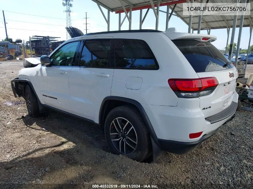 2019 Jeep Grand Cherokee Trailhawk 4X4 VIN: 1C4RJFLG2KC756706 Lot: 40332519