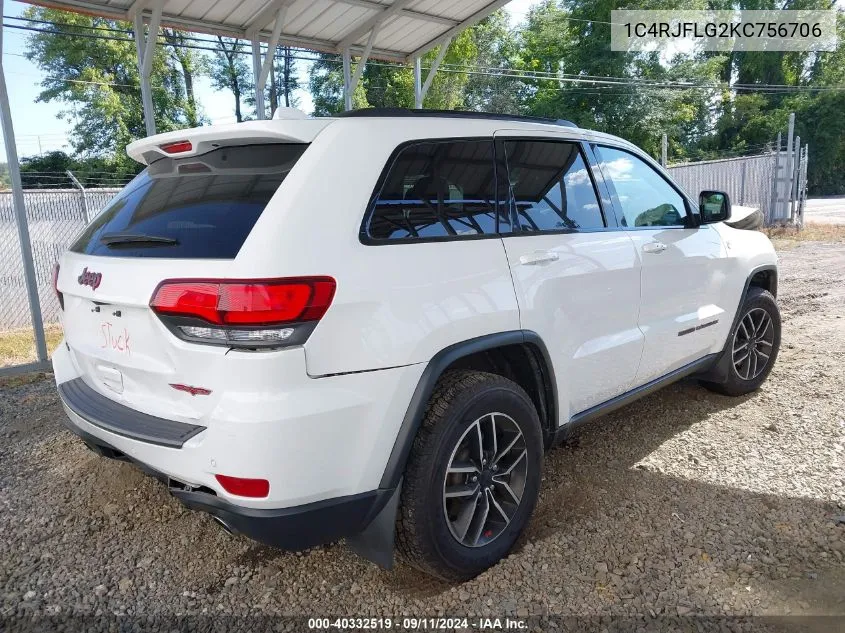 2019 Jeep Grand Cherokee Trailhawk 4X4 VIN: 1C4RJFLG2KC756706 Lot: 40332519