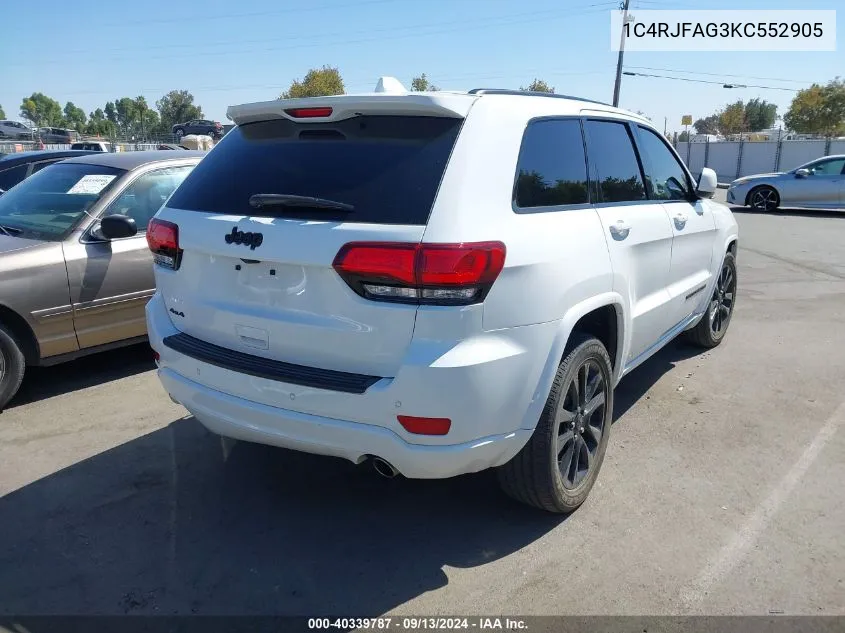 2019 Jeep Grand Cherokee Laredo VIN: 1C4RJFAG3KC552905 Lot: 40339787