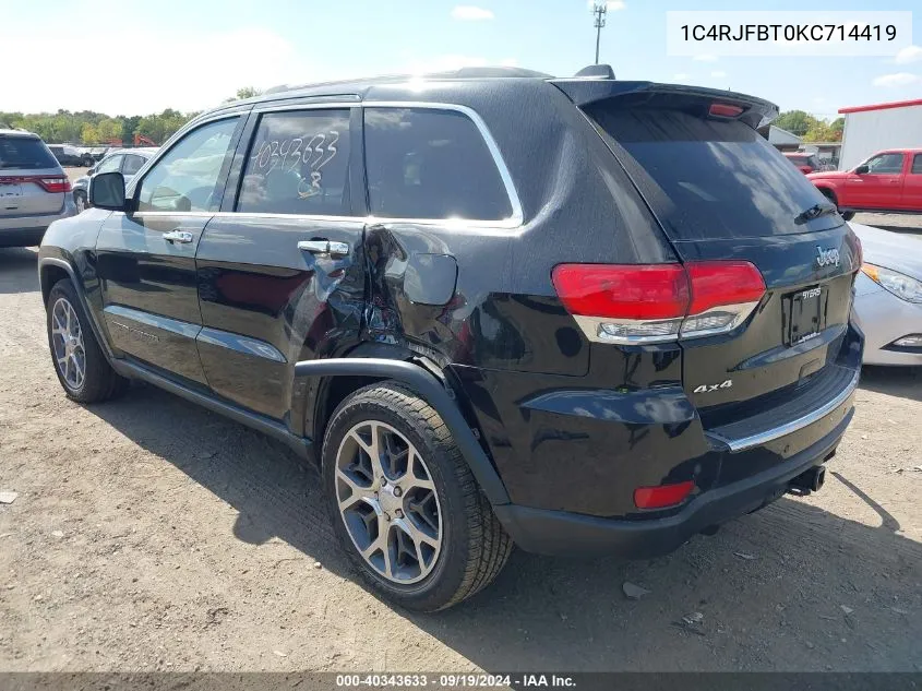 2019 Jeep Grand Cherokee Limited 4X4 VIN: 1C4RJFBT0KC714419 Lot: 40343633