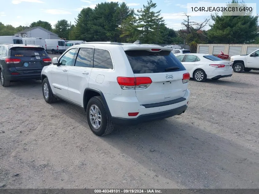 2019 Jeep Grand Cherokee Laredo E 4X2 VIN: 1C4RJEAG3KC816490 Lot: 40349101