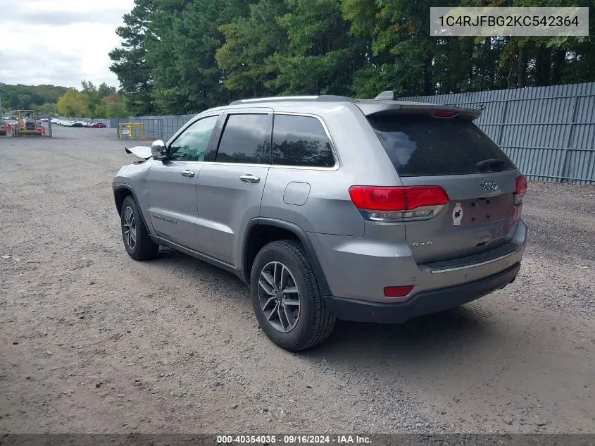 2019 Jeep Grand Cherokee Limited 4X4 VIN: 1C4RJFBG2KC542364 Lot: 40354035