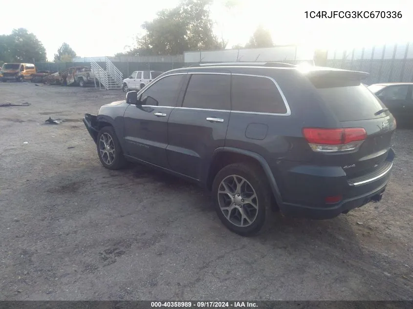 1C4RJFCG3KC670336 2019 Jeep Grand Cherokee Overland