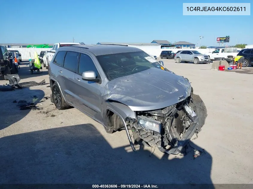 2019 Jeep Grand Cherokee Altitude 4X2 VIN: 1C4RJEAG4KC602611 Lot: 40363606