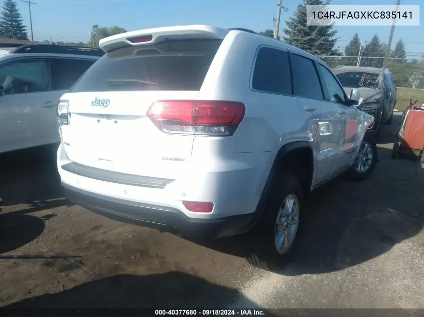 2019 Jeep Grand Cherokee Laredo E 4X4 VIN: 1C4RJFAGXKC835141 Lot: 40377680