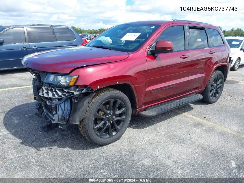 2019 Jeep Grand Cherokee Altitude 4X2 VIN: 1C4RJEAG5KC737743 Lot: 40391365