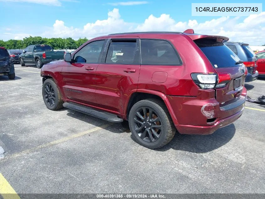 2019 Jeep Grand Cherokee Altitude 4X2 VIN: 1C4RJEAG5KC737743 Lot: 40391365