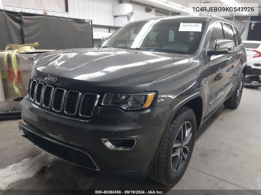 2019 Jeep Grand Cherokee Limited 4X2 VIN: 1C4RJEBG9KC543926 Lot: 40394388