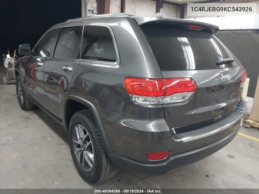 2019 Jeep Grand Cherokee Limited 4X2 VIN: 1C4RJEBG9KC543926 Lot: 40394388