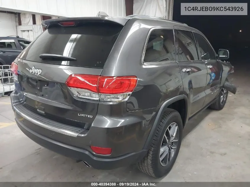 2019 Jeep Grand Cherokee Limited 4X2 VIN: 1C4RJEBG9KC543926 Lot: 40394388