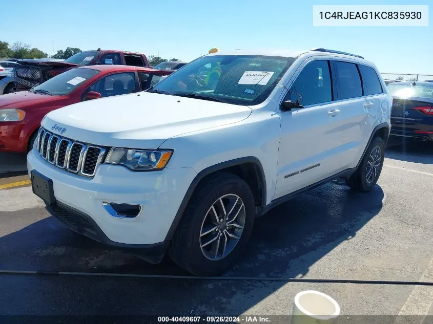 2019 Jeep Grand Cherokee Laredo E 4X2 VIN: 1C4RJEAG1KC835930 Lot: 40409607