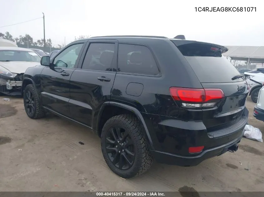 2019 Jeep Grand Cherokee Altitude 4X2 VIN: 1C4RJEAG8KC681071 Lot: 40415317