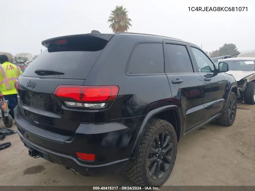 2019 Jeep Grand Cherokee Altitude 4X2 VIN: 1C4RJEAG8KC681071 Lot: 40415317