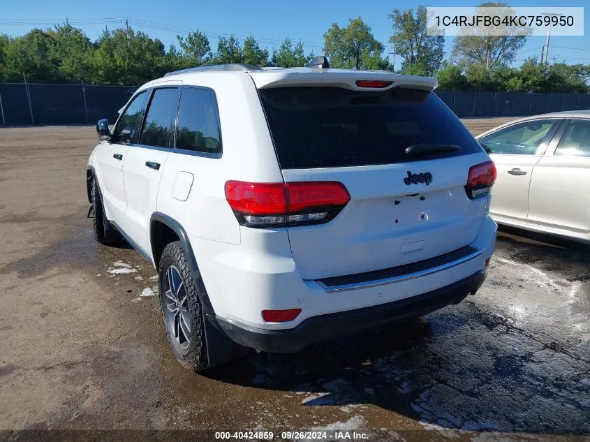 2019 Jeep Grand Cherokee Limited 4X4 VIN: 1C4RJFBG4KC759950 Lot: 40424859