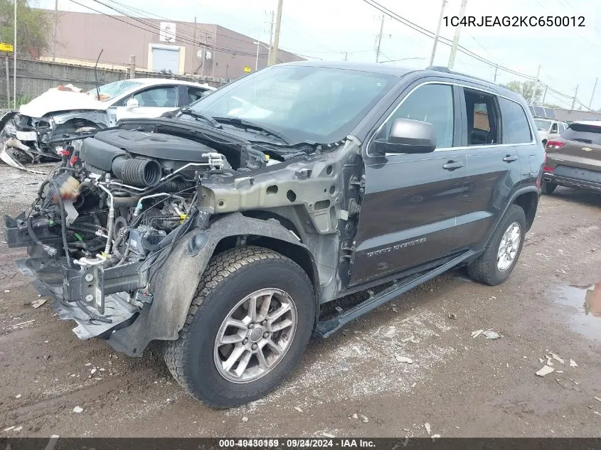 2019 Jeep Grand Cherokee Laredo E 4X2 VIN: 1C4RJEAG2KC650012 Lot: 40430159