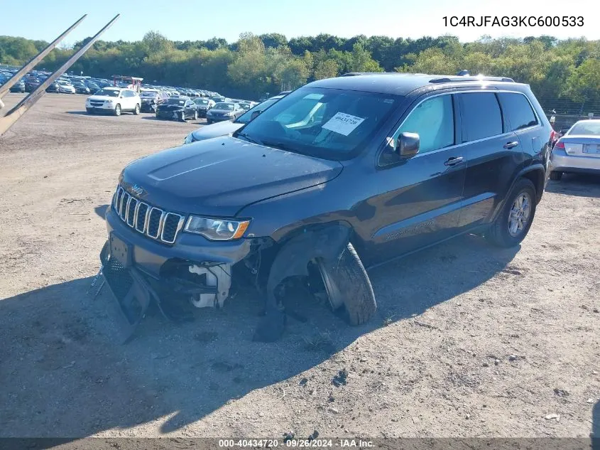 2019 Jeep Grand Cherokee Laredo VIN: 1C4RJFAG3KC600533 Lot: 40434720