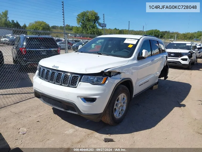 2019 Jeep Grand Cherokee Laredo E 4X4 VIN: 1C4RJFAG0KC728048 Lot: 40445253