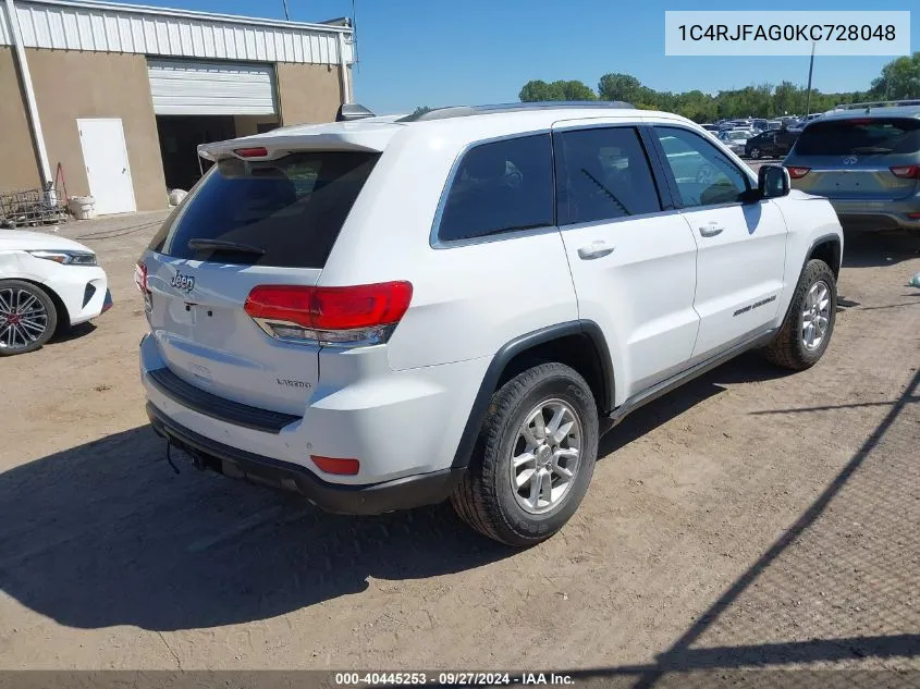 2019 Jeep Grand Cherokee Laredo E 4X4 VIN: 1C4RJFAG0KC728048 Lot: 40445253