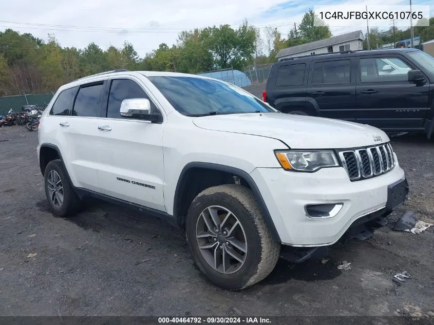 2019 Jeep Grand Cherokee Limited 4X4 VIN: 1C4RJFBGXKC610765 Lot: 40464792