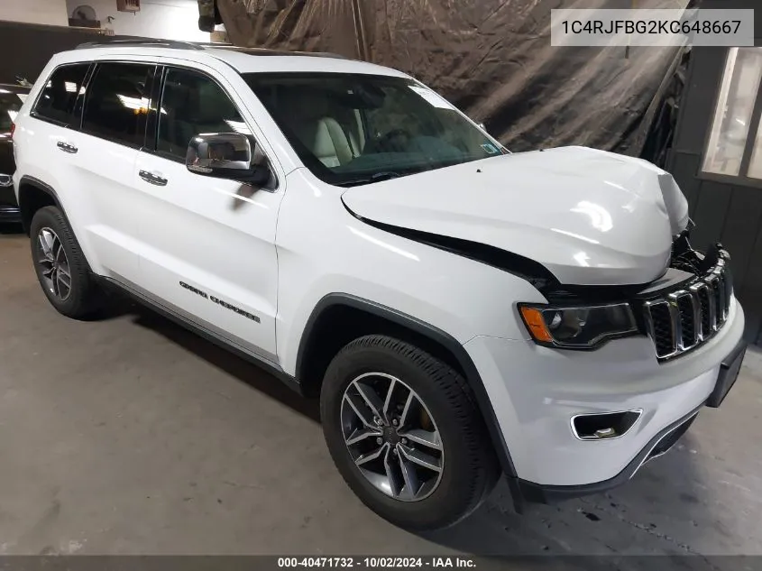 2019 Jeep Grand Cherokee Limited 4X4 VIN: 1C4RJFBG2KC648667 Lot: 40471732