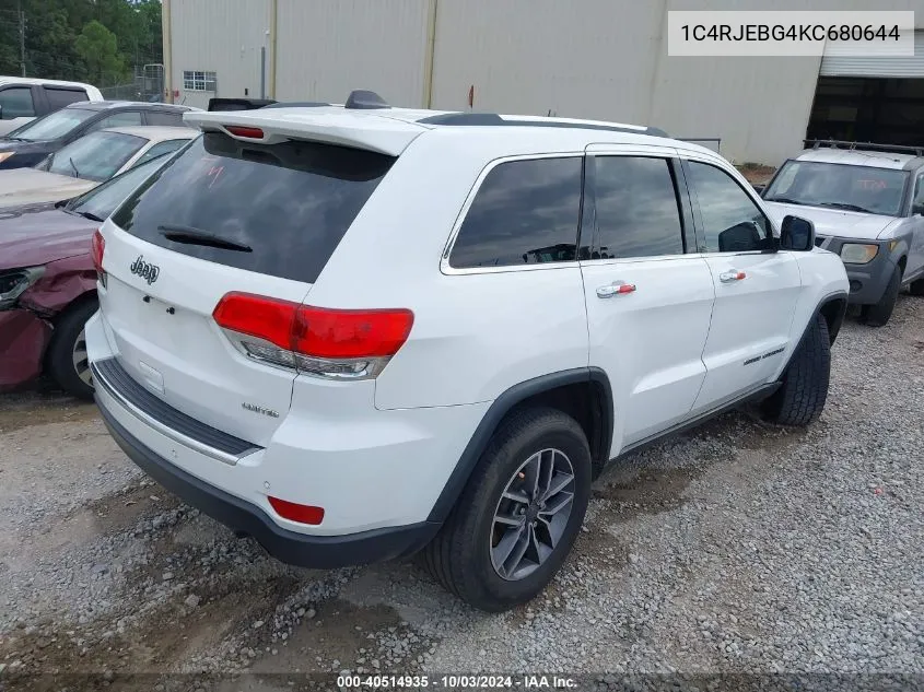 1C4RJEBG4KC680644 2019 Jeep Grand Cherokee Limited 4X2