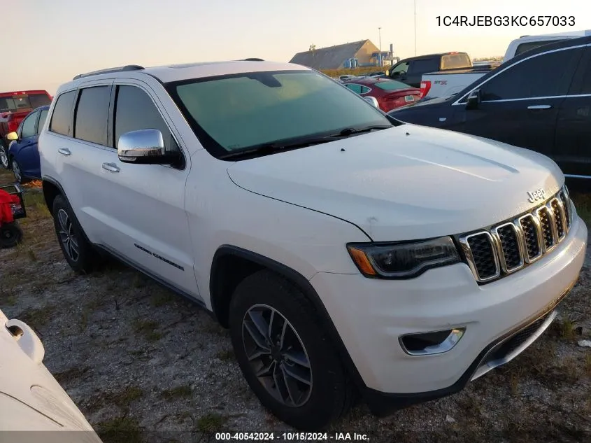 2019 Jeep Grand Cherokee Limited VIN: 1C4RJEBG3KC657033 Lot: 40542024