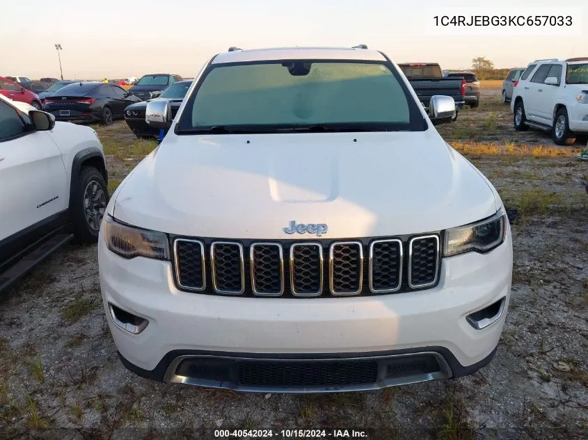 2019 Jeep Grand Cherokee Limited VIN: 1C4RJEBG3KC657033 Lot: 40542024