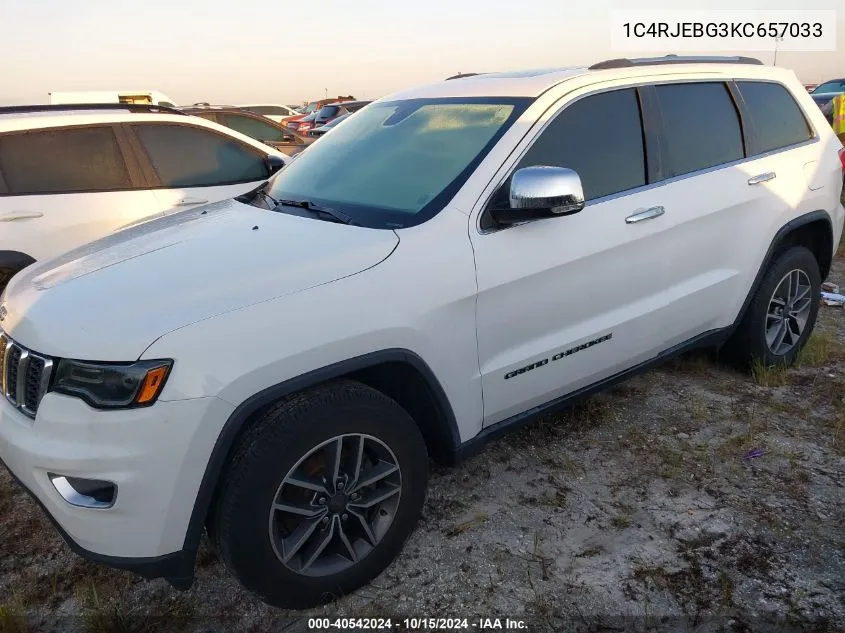 2019 Jeep Grand Cherokee Limited VIN: 1C4RJEBG3KC657033 Lot: 40542024