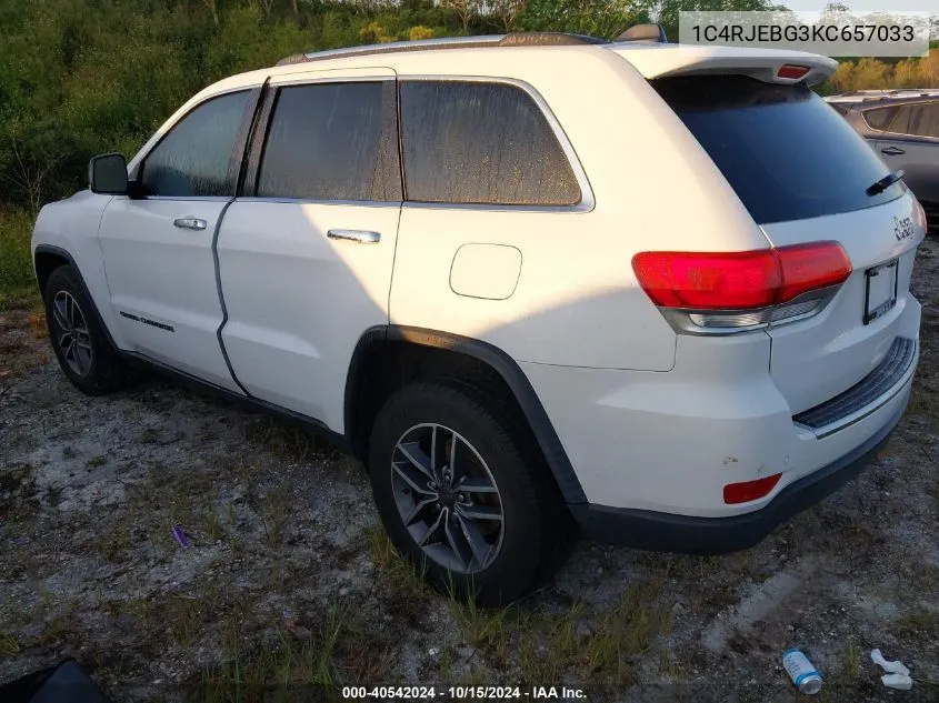 2019 Jeep Grand Cherokee Limited VIN: 1C4RJEBG3KC657033 Lot: 40542024