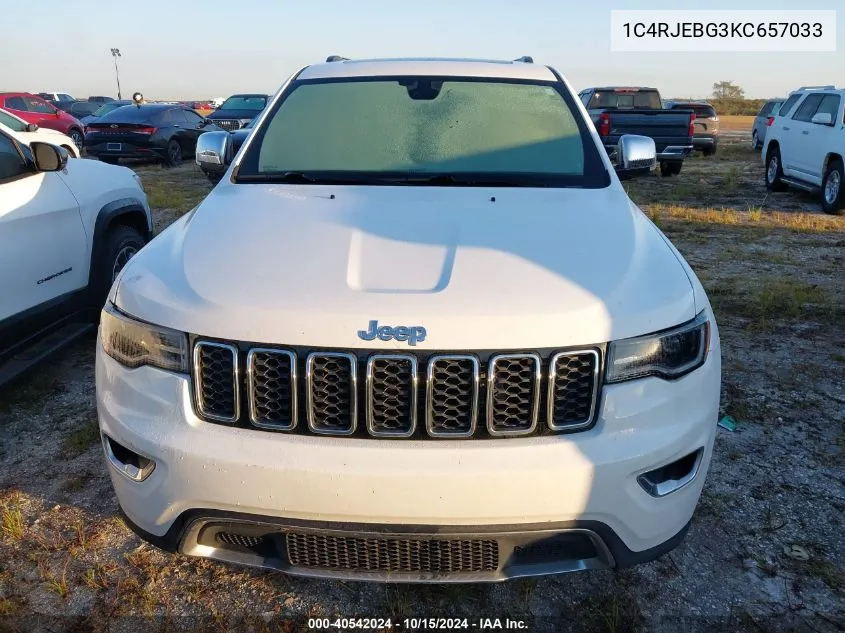 2019 Jeep Grand Cherokee Limited VIN: 1C4RJEBG3KC657033 Lot: 40542024