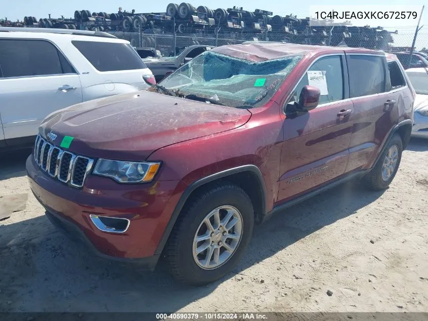 2019 Jeep Grand Cherokee Laredo E 4X2 VIN: 1C4RJEAGXKC672579 Lot: 40590379