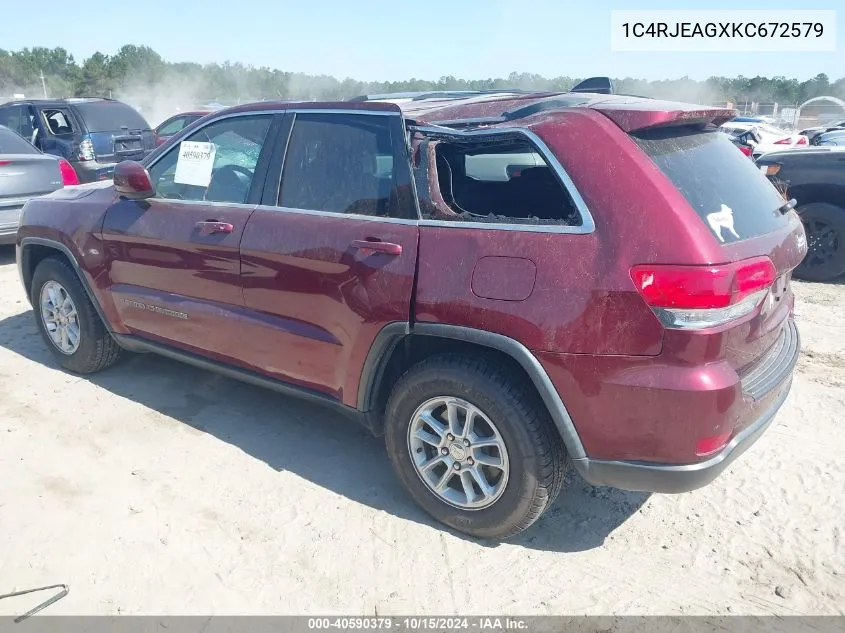 2019 Jeep Grand Cherokee Laredo E 4X2 VIN: 1C4RJEAGXKC672579 Lot: 40590379