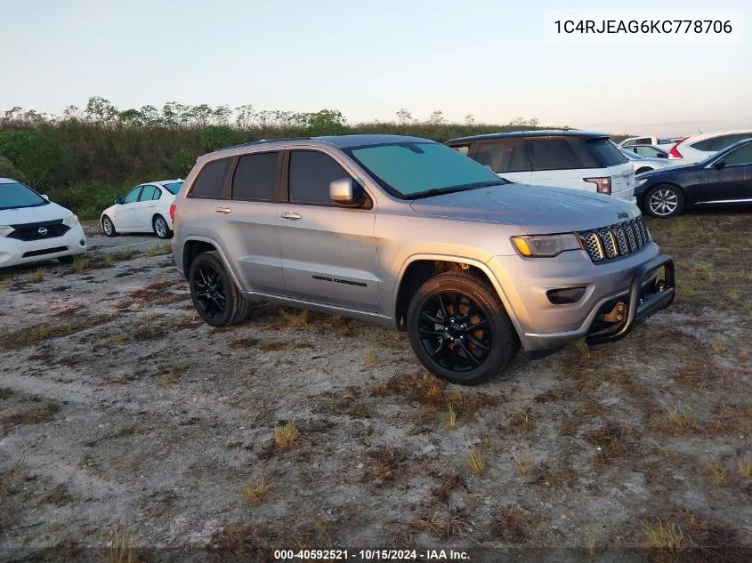 2019 Jeep Grand Cherokee Altitude 4X2 VIN: 1C4RJEAG6KC778706 Lot: 40592521