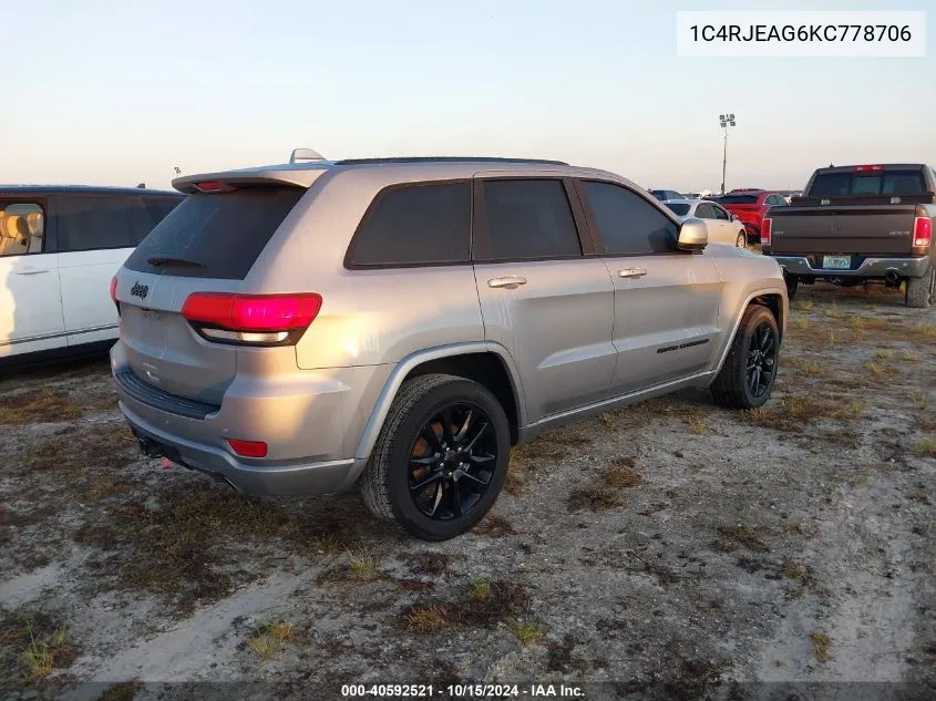 2019 Jeep Grand Cherokee Altitude 4X2 VIN: 1C4RJEAG6KC778706 Lot: 40592521