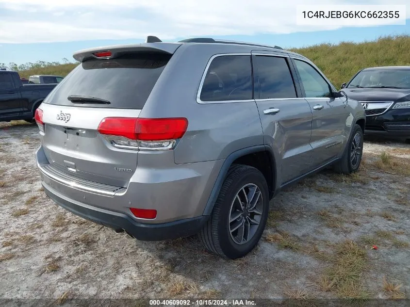 2019 Jeep Grand Cherokee Limited 4X2 VIN: 1C4RJEBG6KC662355 Lot: 40609092