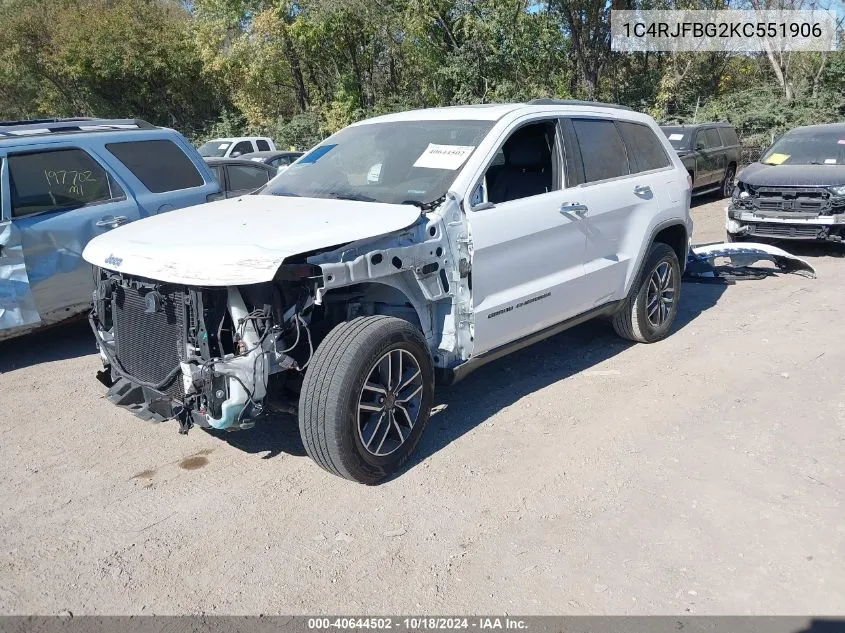 2019 Jeep Grand Cherokee Limited 4X4 VIN: 1C4RJFBG2KC551906 Lot: 40644502