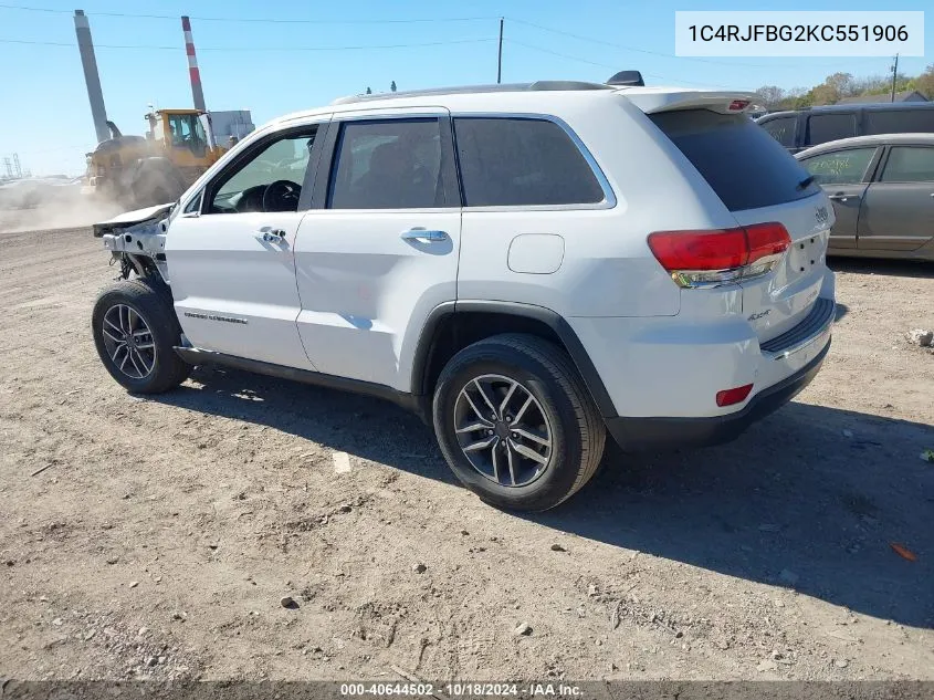 2019 Jeep Grand Cherokee Limited 4X4 VIN: 1C4RJFBG2KC551906 Lot: 40644502