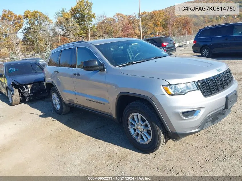 2019 Jeep Grand Cherokee Laredo E 4X4 VIN: 1C4RJFAG7KC814750 Lot: 40652233