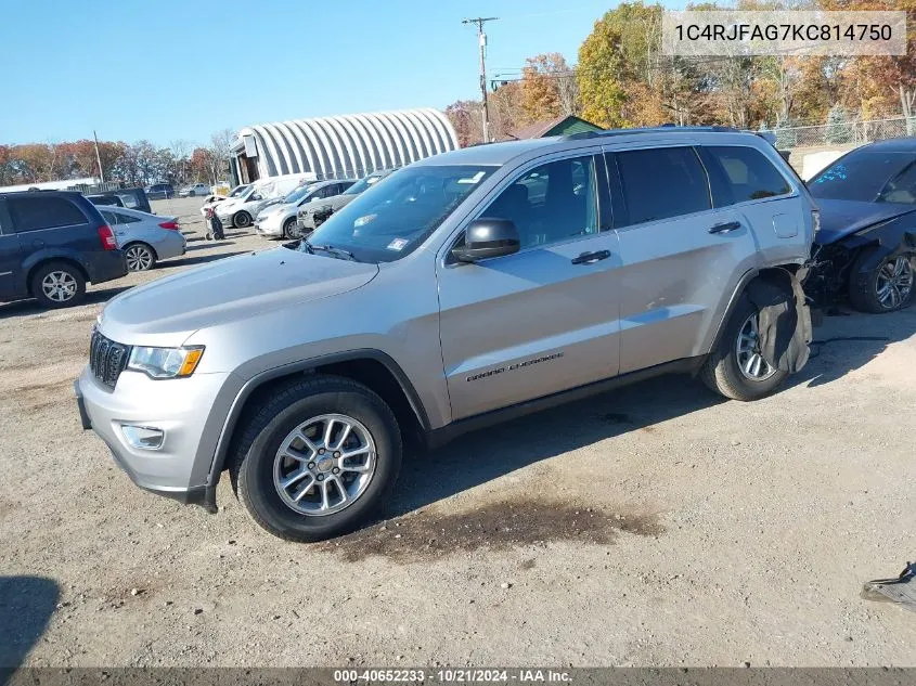 2019 Jeep Grand Cherokee Laredo E 4X4 VIN: 1C4RJFAG7KC814750 Lot: 40652233