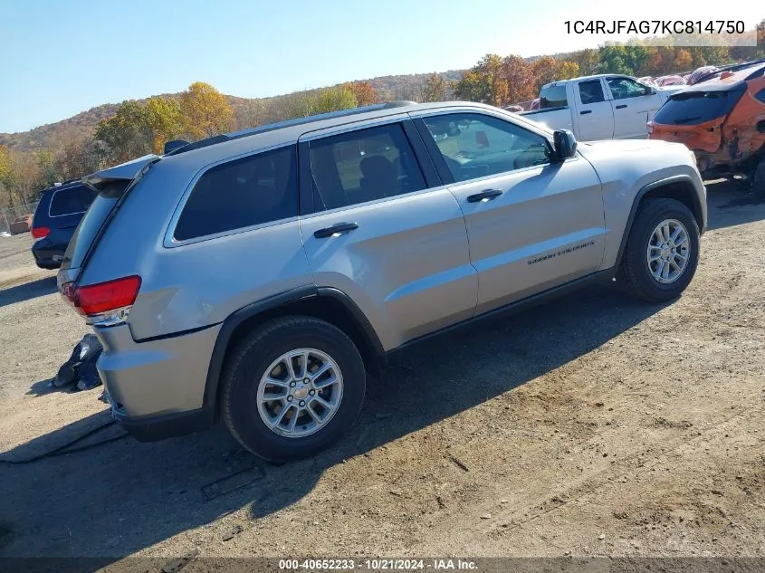 2019 Jeep Grand Cherokee Laredo E 4X4 VIN: 1C4RJFAG7KC814750 Lot: 40652233