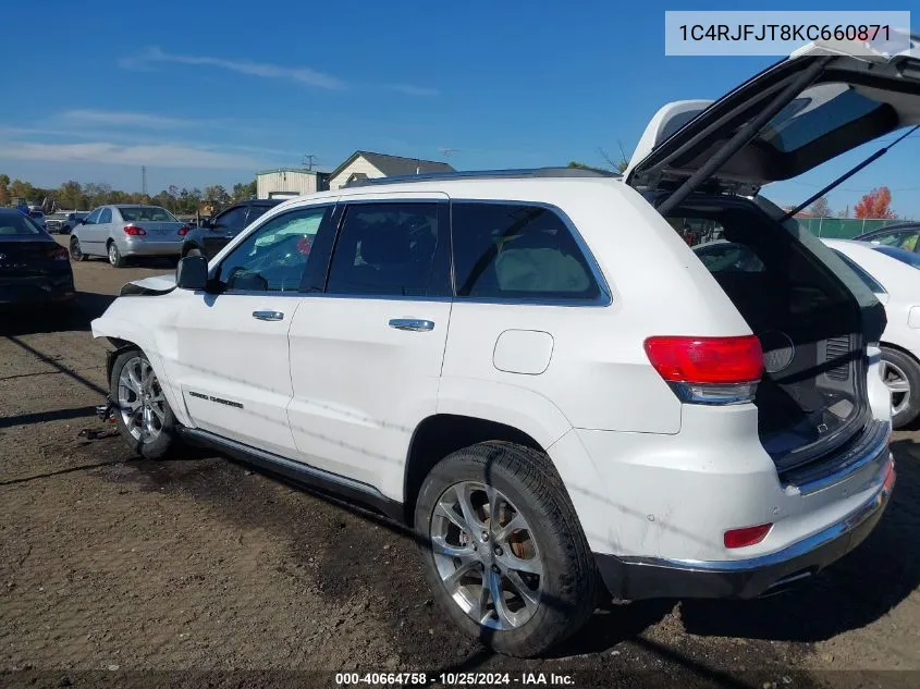 2019 Jeep Grand Cherokee Summit 4X4 VIN: 1C4RJFJT8KC660871 Lot: 40664758